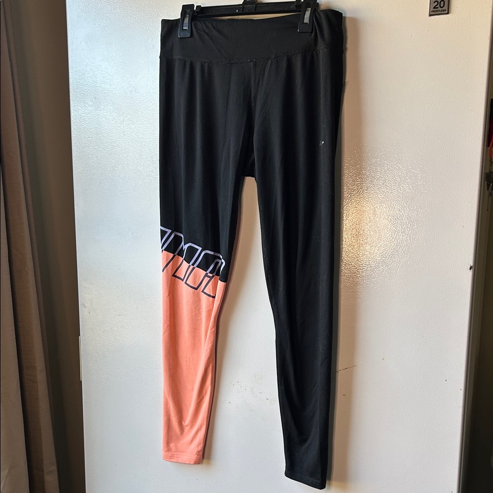 Puma Black and Coral Leggings - Athletic Wear